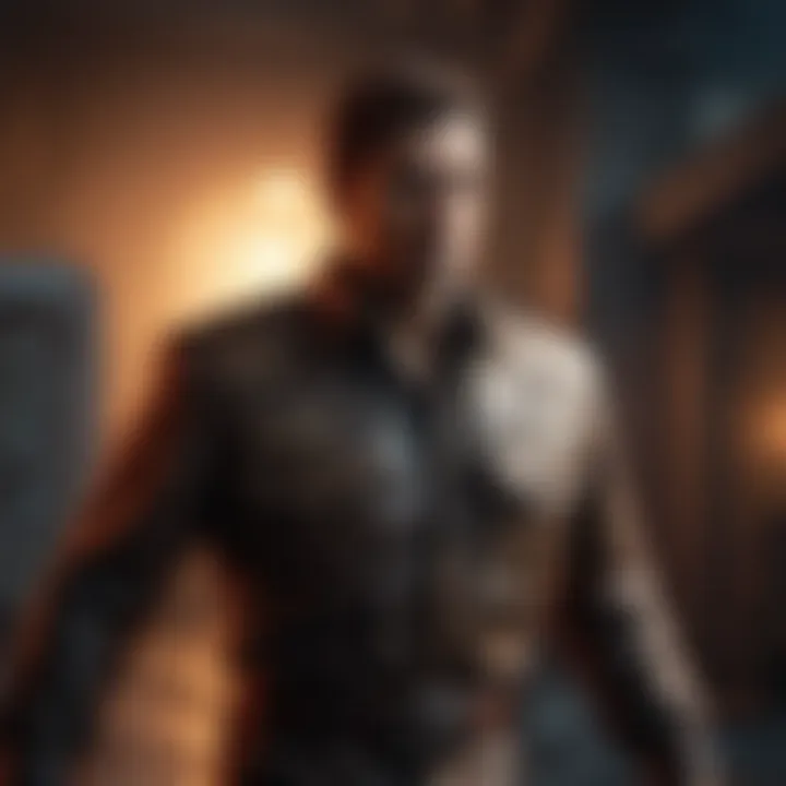Iconic action hero showcasing intense moments