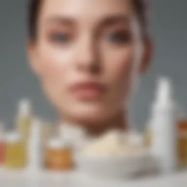 Ingredients of glycolic acid cream displayed artistically