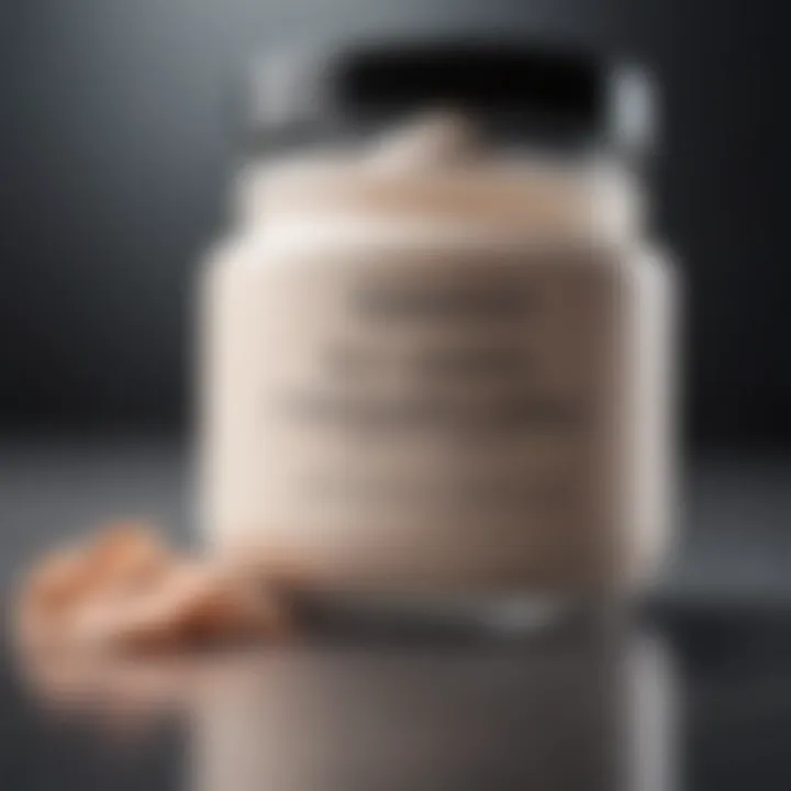 Close-up view of a luxurious butt cream jar with active ingredients displayed.