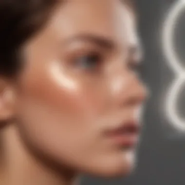 A close-up of a LED light therapy device illuminating skin, showcasing its application.