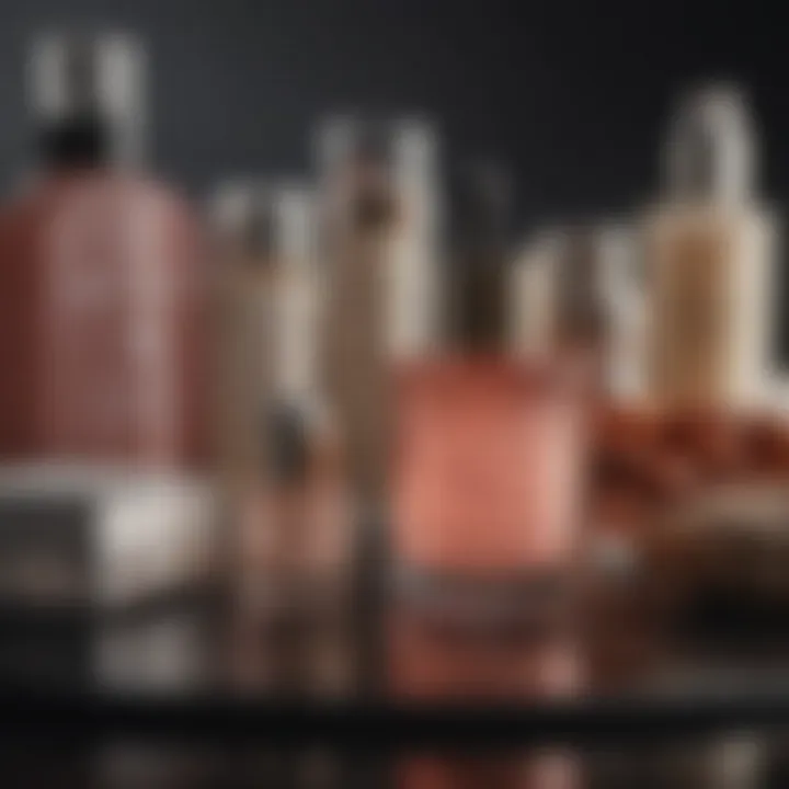 A close-up of luxurious skincare products arranged aesthetically.