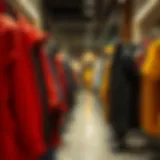 Diverse range of rain coats displayed in a boutique