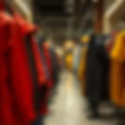 Diverse range of rain coats displayed in a boutique