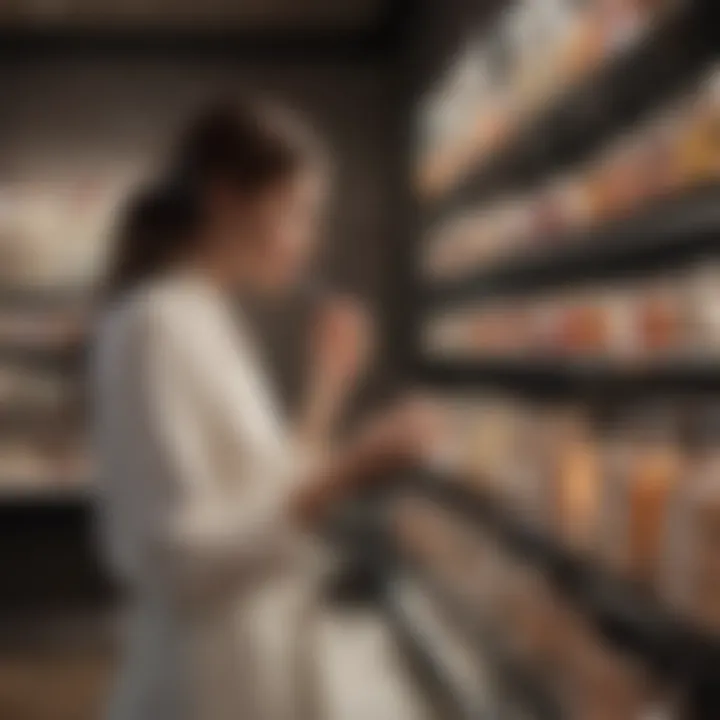 A woman selecting a scent in a boutique