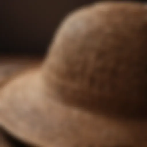 Elegant display of a rattan bucket hat showcasing intricate weaving patterns.