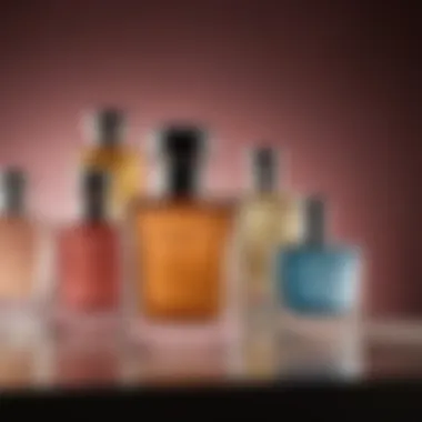 A stylish display of popular perfume brands on a vanity