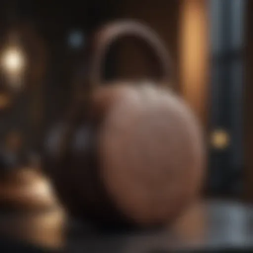 Chic round bag displayed on a stylish backdrop