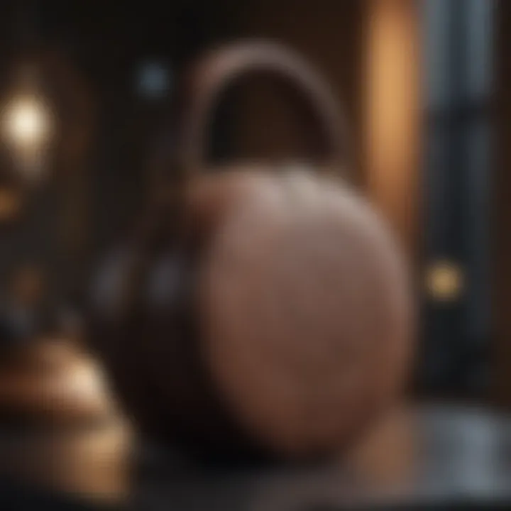 Chic round bag displayed on a stylish backdrop