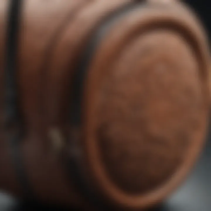 Close-up of round bag materials showcasing texture and design