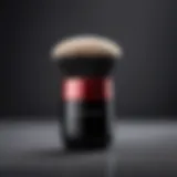 A close-up view of the Shiseido Kabuki Brush showcasing its soft bristles and elegant design.