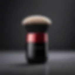A close-up view of the Shiseido Kabuki Brush showcasing its soft bristles and elegant design.