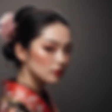 Historical Journey of the Kabuki Brush Illustration of the history timeline of the Kabuki Brush and its evolution in makeup artistry.