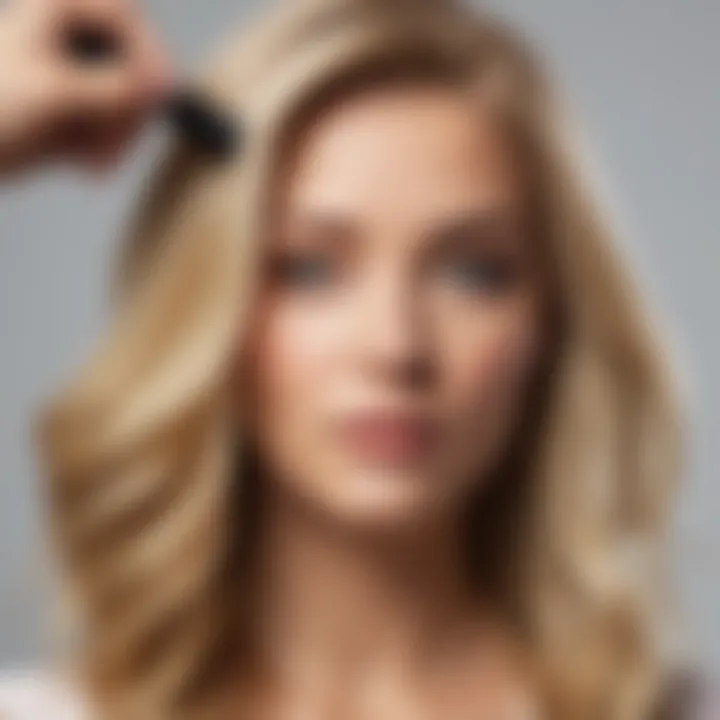 A professional hair stylist applying a blond dye on hair, showcasing a modern coloring technique.