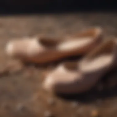 Close-up of sustainable materials used in neutral flat shoes