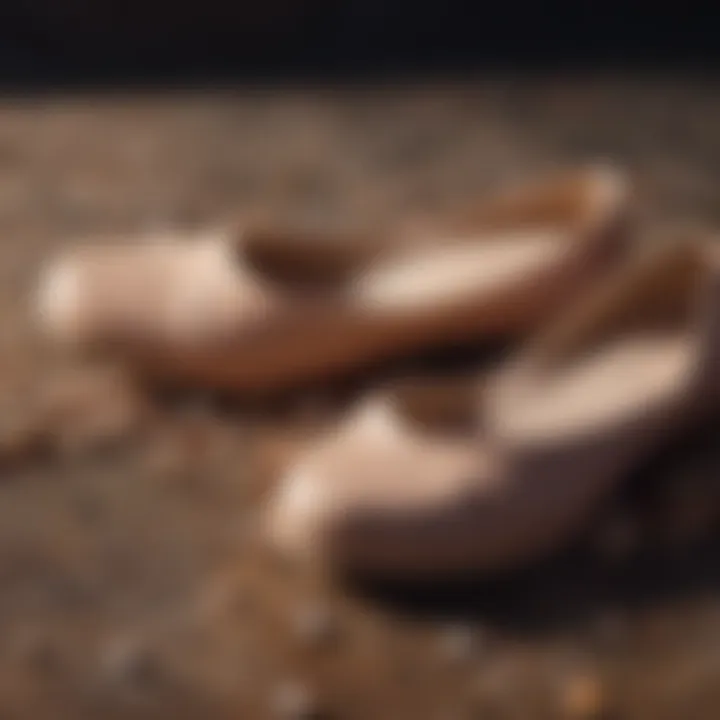 Close-up of sustainable materials used in neutral flat shoes
