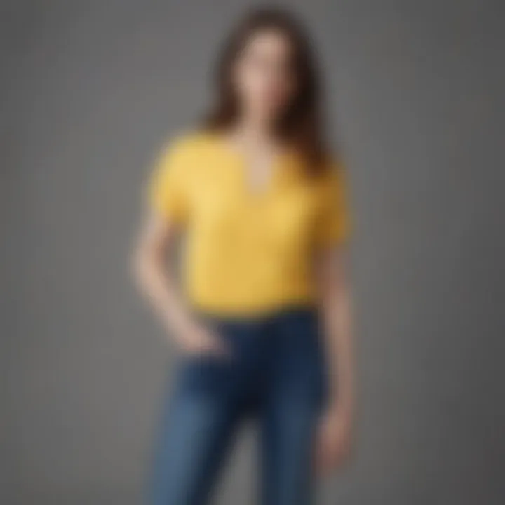 Stylish display of the Madewell yellow top paired with denim