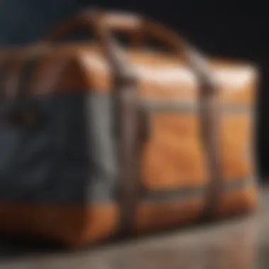 A close-up of sustainable materials used in crafting a modern travel bag.