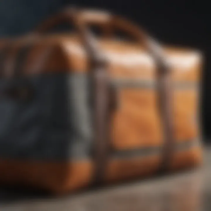 A close-up of sustainable materials used in crafting a modern travel bag.