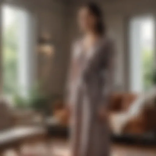 Elegant house dress displayed in a cozy living room