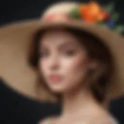 Elegant wide-brimmed summer hat adorned with flowers