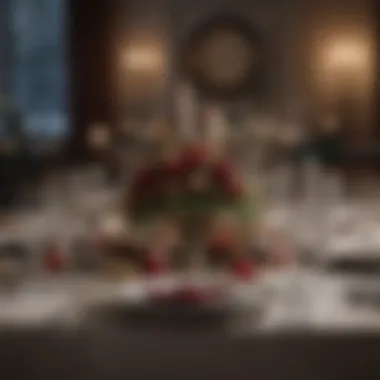 Sophisticated Holiday Table Arrangement Elegant table setting adorned with holiday decor
