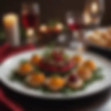 Artfully Arranged Festive Appetizers Gourmet festive appetizers presented on a stylish platter
