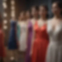 A vibrant collection of trendy dresses displayed elegantly