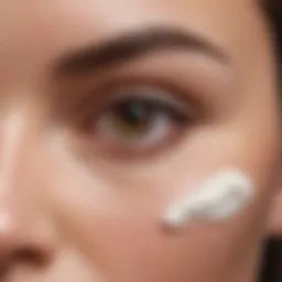 Close-up of eye cream application on under eye area