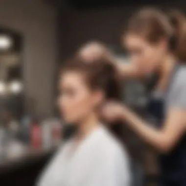 Experience in Action: Unite Products in Salon Use A stylist applying Unite hair care products during a salon treatment.