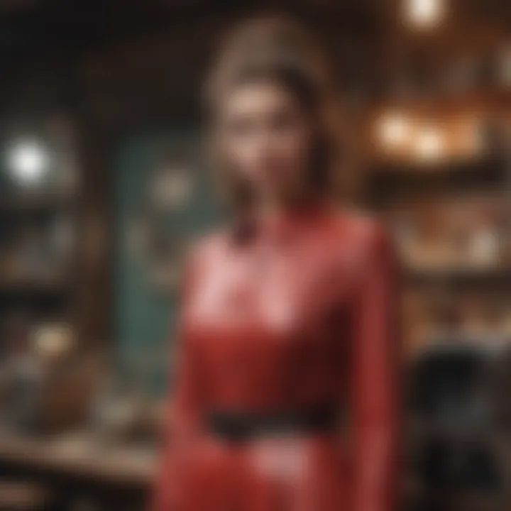 A curated selection of vintage clothing pieces on display