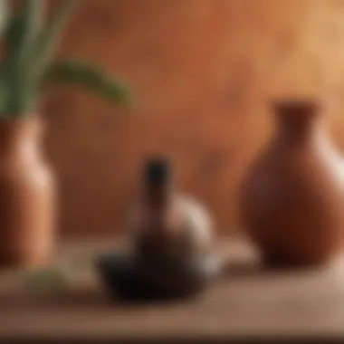 Essential oils displayed alongside the terracotta diffuser