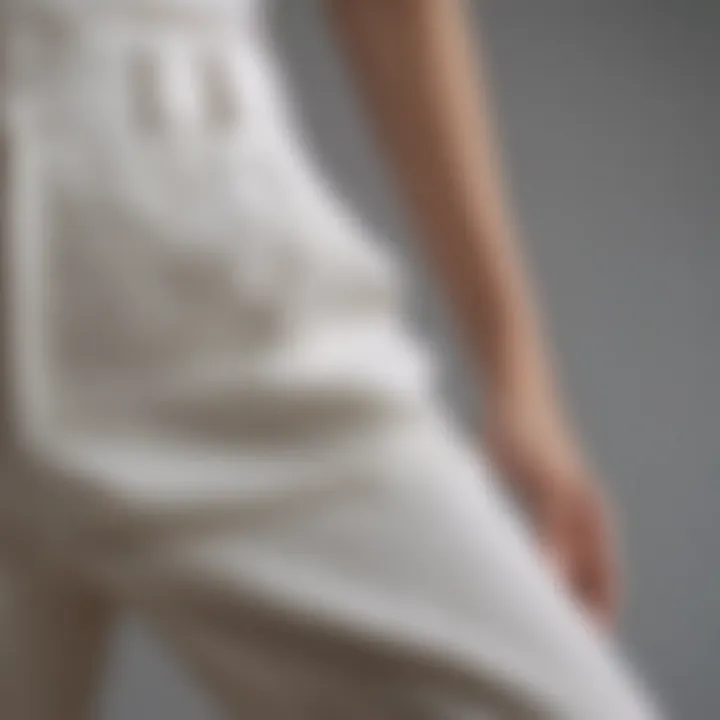 Close-up of the texture and fabric of linen palazzo trousers