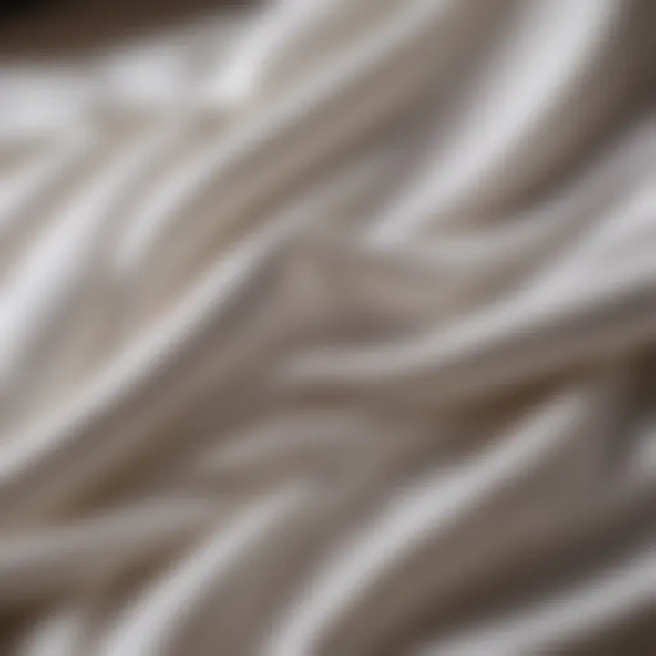 Close-up of white silk fabric showcasing its luxurious texture