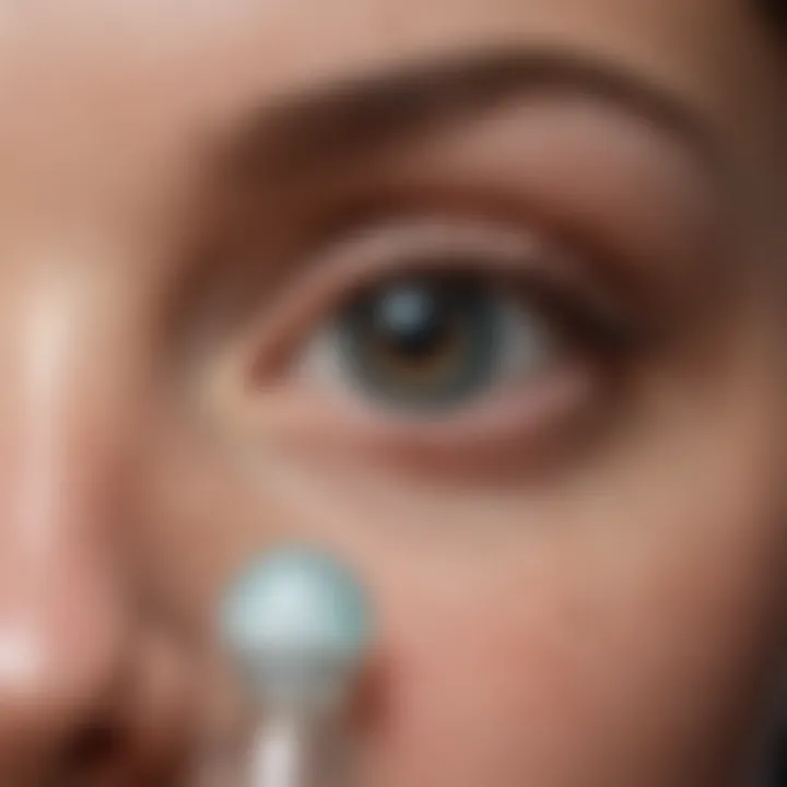 Close-up of a facial cleanser bottle emphasizing ocular safety