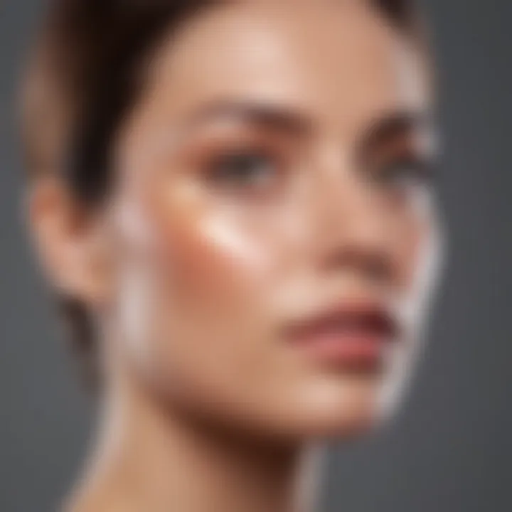 Close-up of a facial light therapy device illuminating skin