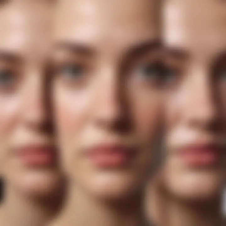 Illustration of different facial types beneficial for acne