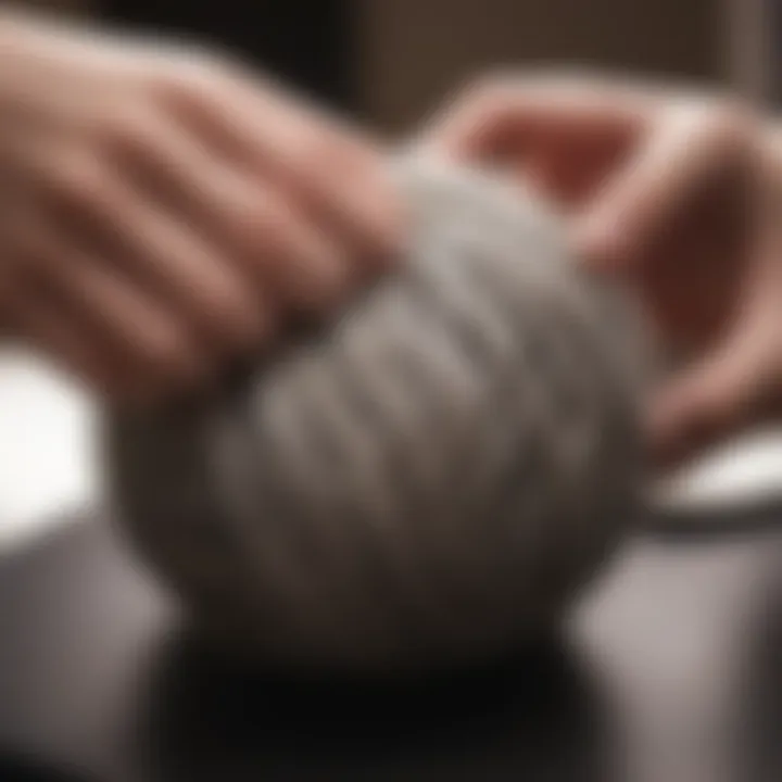 A close-up of hair wraps being carefully folded and stored.