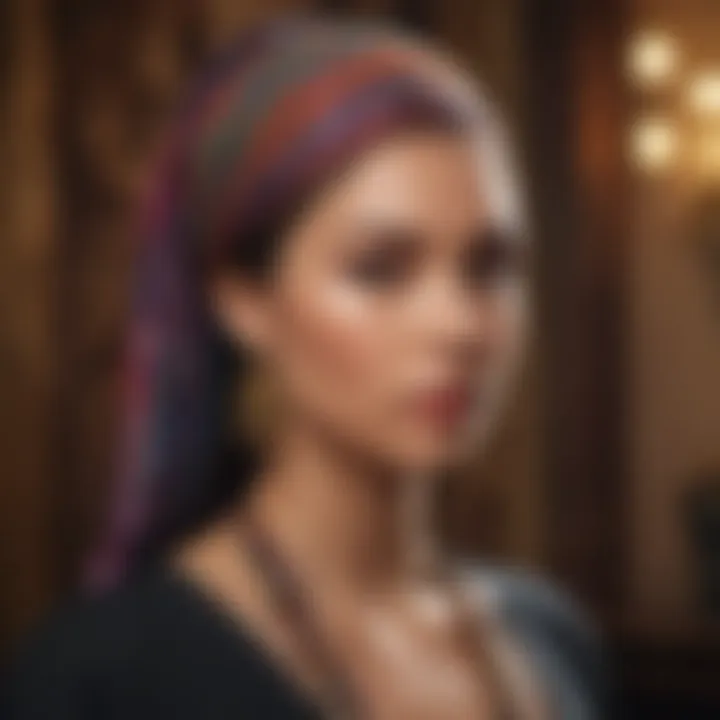 A historical display of traditional hair wraps from various cultures.