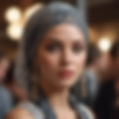 Modern Adaptations in Fashion A stylish individual elegantly wearing a hair wrap at a social gathering.