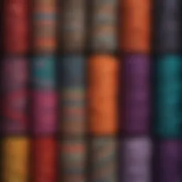 A vibrant collection of fabric hair wraps showcasing different patterns and textures.