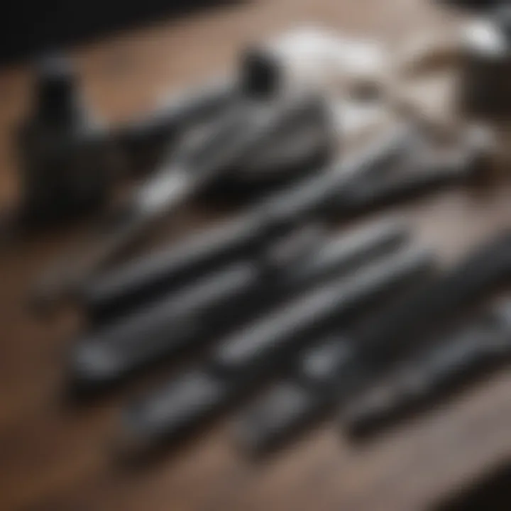 A neatly organized flat iron maintenance kit with essential tools.