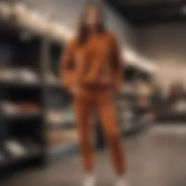 Fashion Forward: Fur Lined Sweat Pants in a Boutique Stylish fur lined sweat pants on display in a trendy boutique setting.