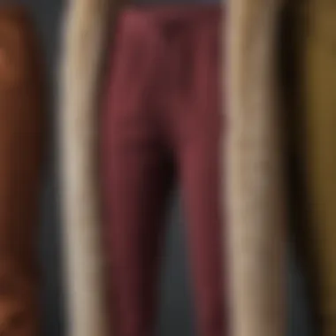 Diverse Selection: Colors and Styles of Fur Lined Sweat Pants A collection of fur lined sweat pants in various colors and styles arranged aesthetically.