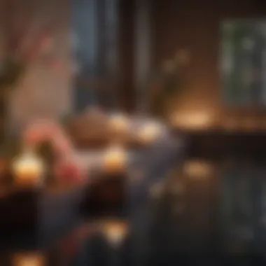Indulging in Relaxation: A Spa Experience A serene spa setting with candles and flowers for relaxation.