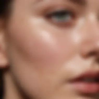 Close-up view of skin undergoing a glycolic acid peel treatment