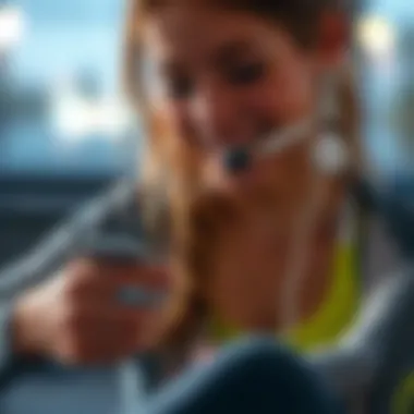 User Engagement with Fitness Application User engaging with a fitness app on a smartphone