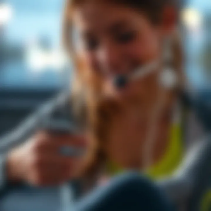 User Engagement with Fitness Application User engaging with a fitness app on a smartphone