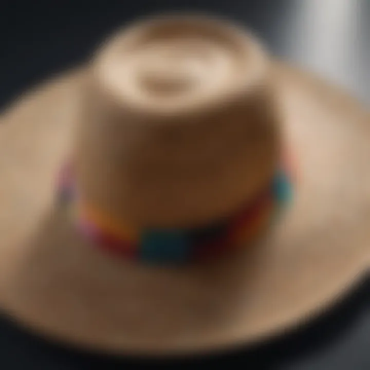 Wide-brimmed straw hat with colorful ribbon