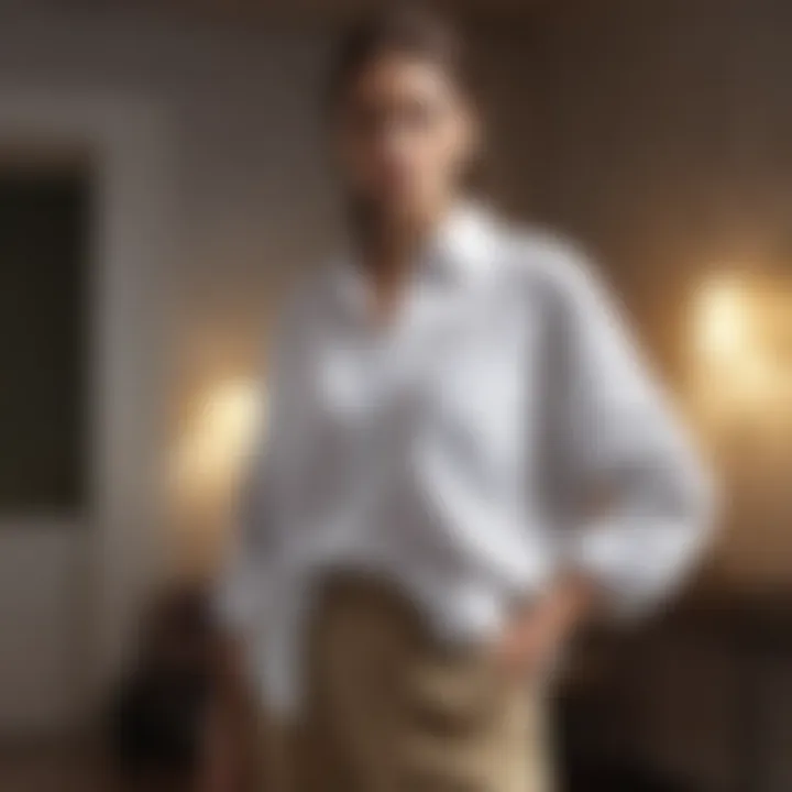 Casual oversized shirt paired with chic bottoms