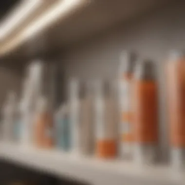 Topical treatments for hyperpigmentation displayed on a shelf